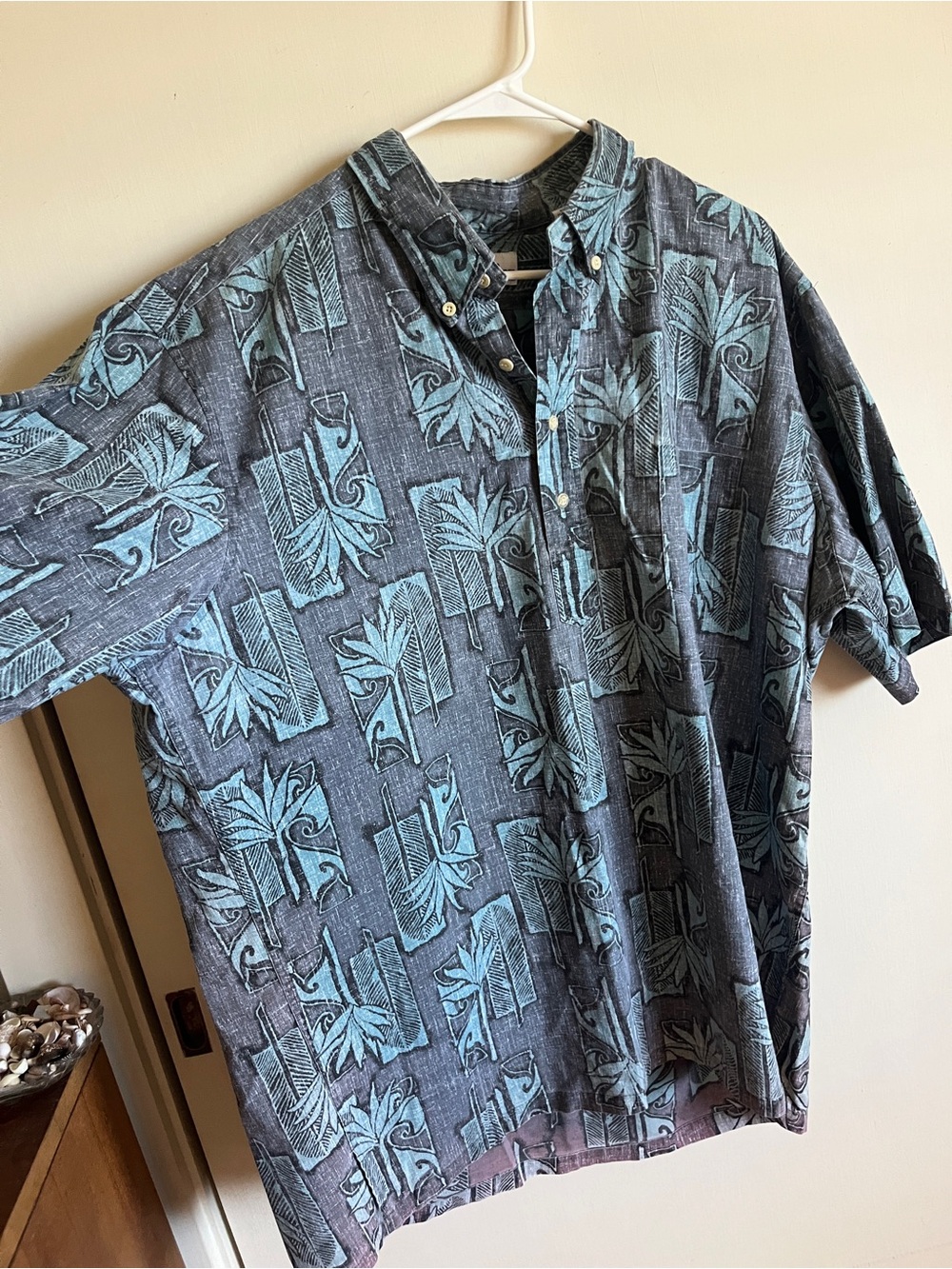 reyn spooner Teal and Charcoal Short-Sleeve Button-Down Shirt
